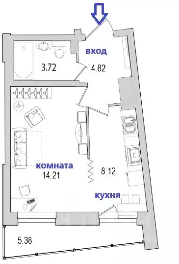 1-к кв. Санкт-Петербург ул. Кустодиева, 7к1 (36.7 м) - Фото 1