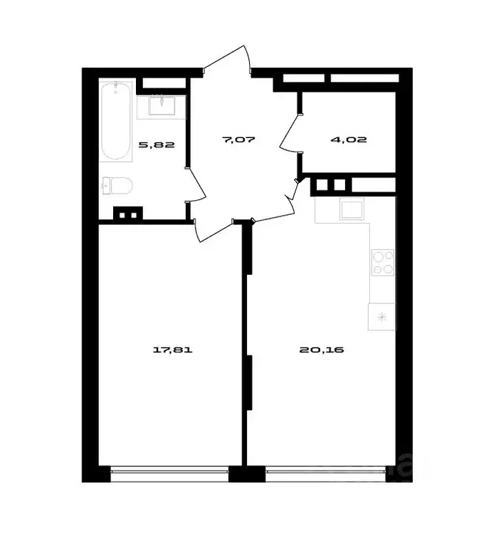 1-к кв. Воронежская область, Воронеж ул. Ольминского, 4 (54.88 м) - Фото 1