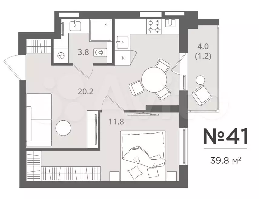 1-к. квартира, 40 м, 2/7 эт. - Фото 1