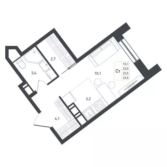 Квартира-студия: Московская область, городской округ Подольск, деревня ... - Фото 1