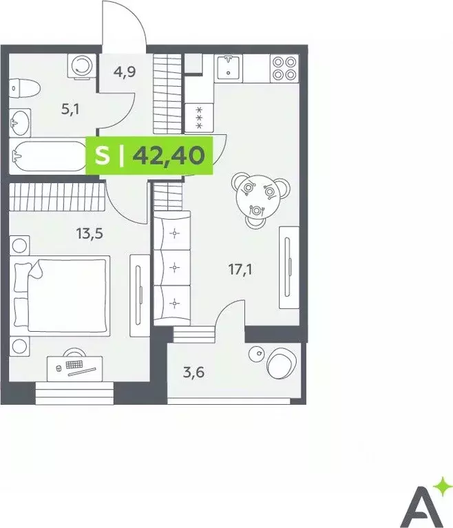 1-к кв. Санкт-Петербург ул. Среднерогатская, 11к2 (42.4 м) - Фото 0