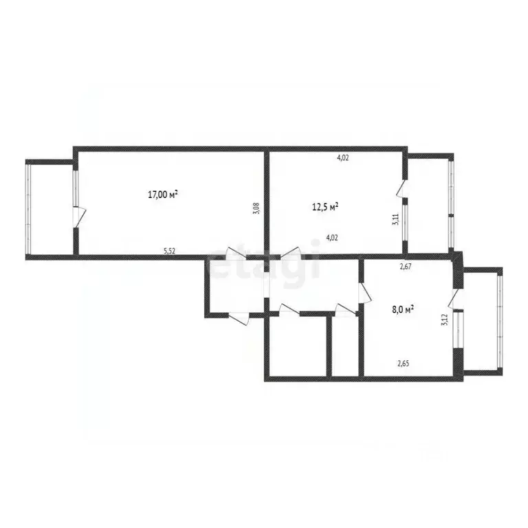 2-к кв. Белгородская область, Белгород ул. Есенина, 52 (47.8 м) - Фото 2