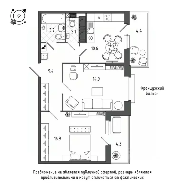2-к кв. Санкт-Петербург Черниговская ул., 17 (62.1 м) - Фото 0