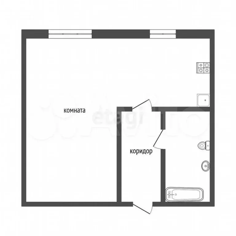1-к. квартира, 28,7 м, 1/5 эт. - Фото 0