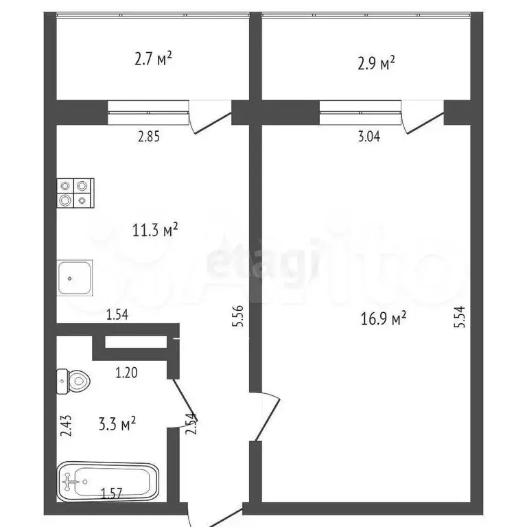 1-к. квартира, 32,1 м, 8/10 эт. - Фото 0