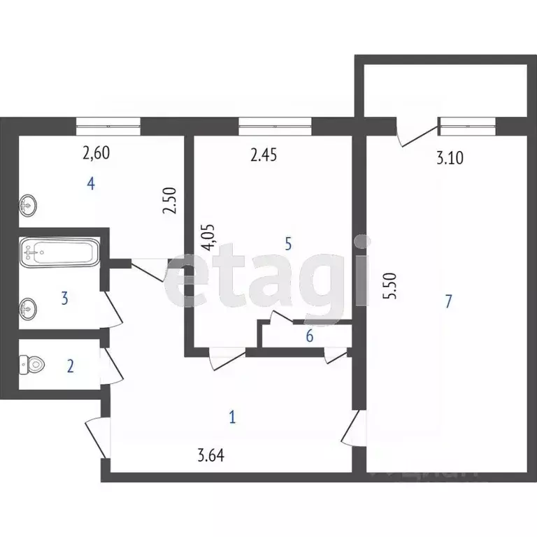 2-к кв. Бурятия, Улан-Удэ Восточный мкр, ул. Туполева (52.3 м) - Фото 2