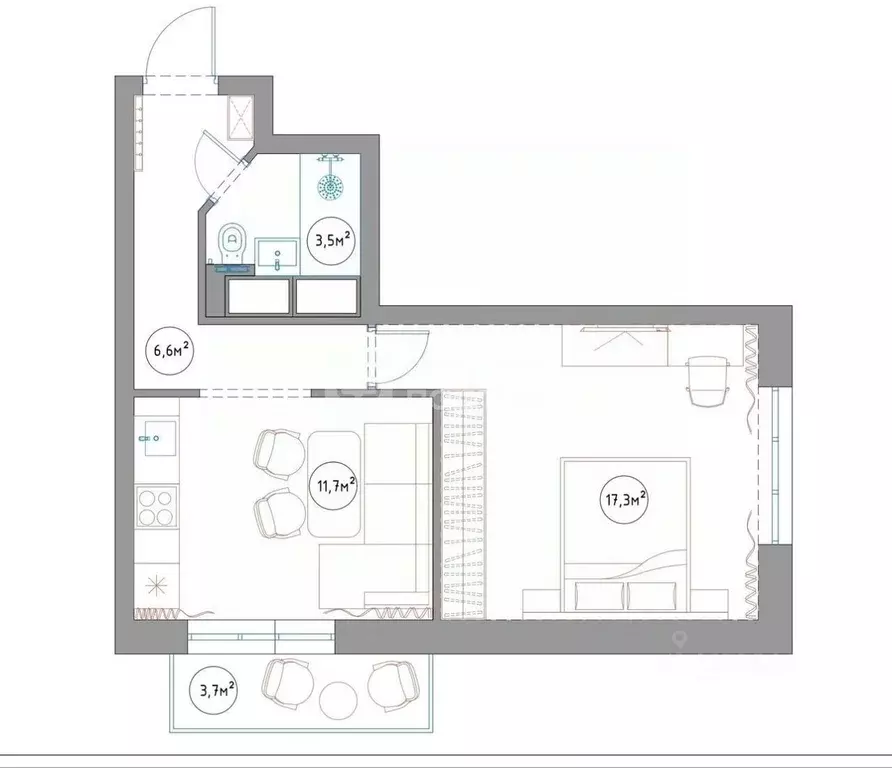 1-к кв. Санкт-Петербург ул. Кустодиева, 3к2 (42.8 м) - Фото 2