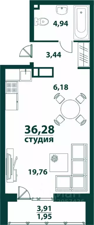 1-к кв. Ульяновская область, Ульяновск 19-й мкр, Аквамарин-2 жилой ... - Фото 0