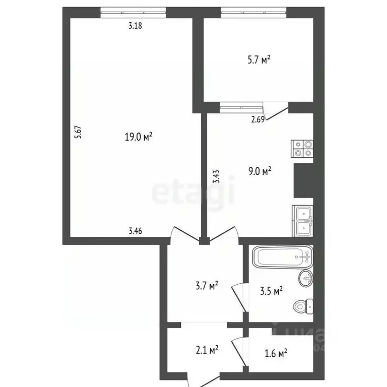 1-к кв. Севастополь ул. Колобова, 21 (44.6 м) - Фото 2
