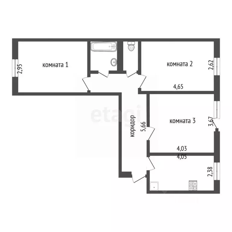 3-к кв. Бурятия, Улан-Удэ ул. Павлова, 15 (55.0 м) - Фото 2
