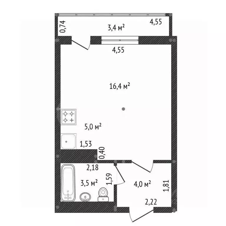 Студия Башкортостан, Уфа ул. Евгения Столярова, 2 (28.0 м) - Фото 1