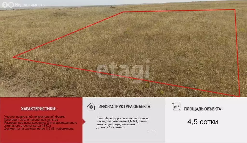 Участок в посёлок городского типа Черноморское, Ореховая улица (4.5 м) - Фото 1