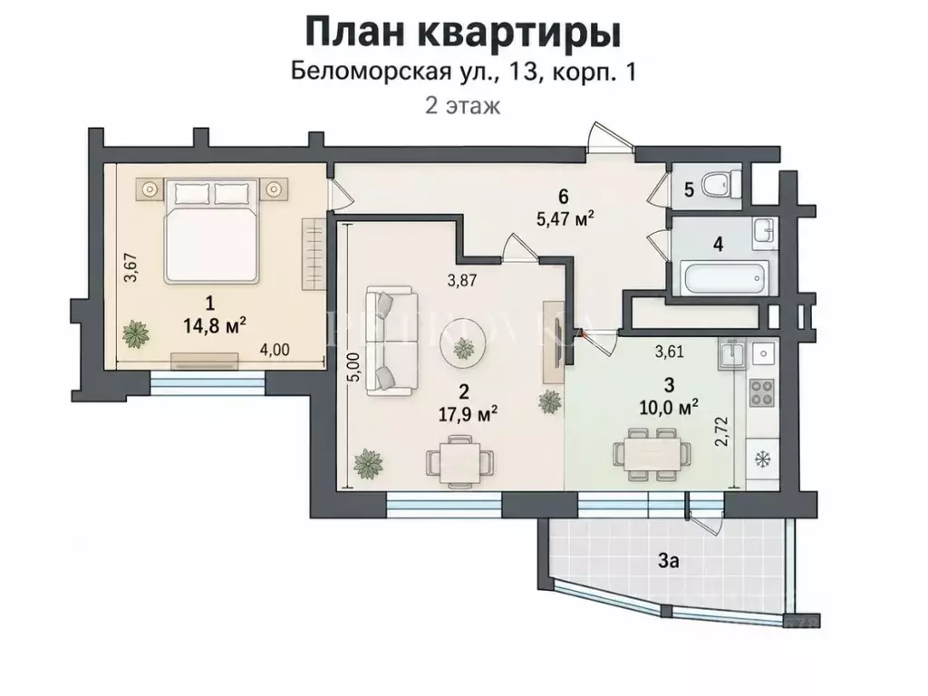 2-к кв. Москва Беломорская ул., 13к1 (56.4 м) - Фото 2