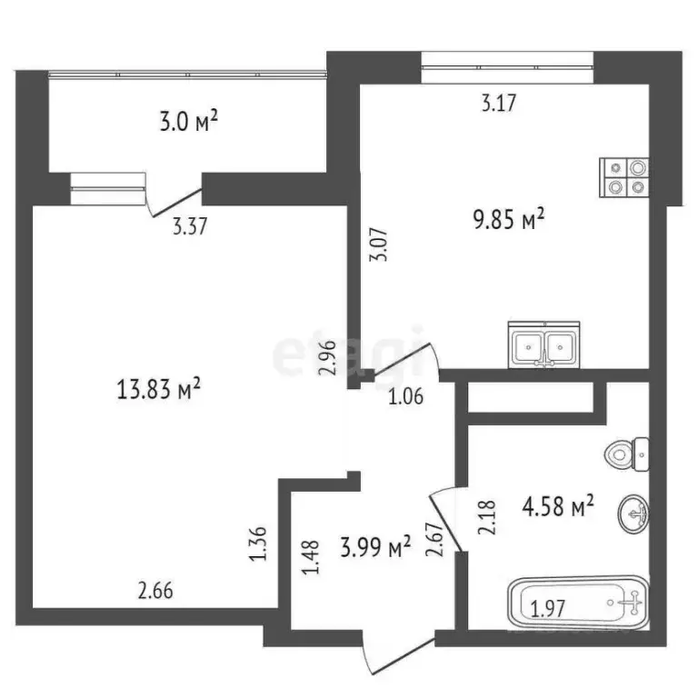 1-к кв. Тюменская область, Тюменский муниципальный округ, д. Дударева ... - Фото 2
