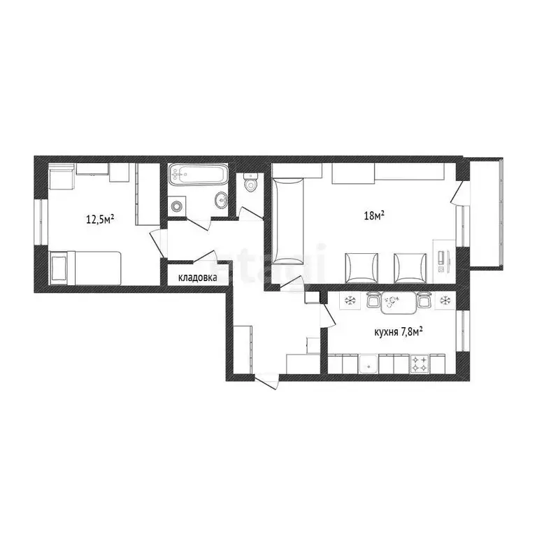 2-комнатная квартира: Белгород, Привольная улица, 26А (50.8 м) - Фото 1