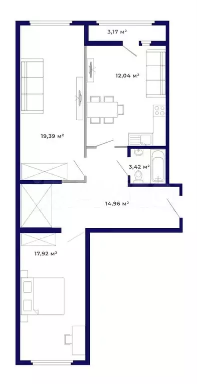2-к. квартира, 70,8 м, 4/9 эт. - Фото 0