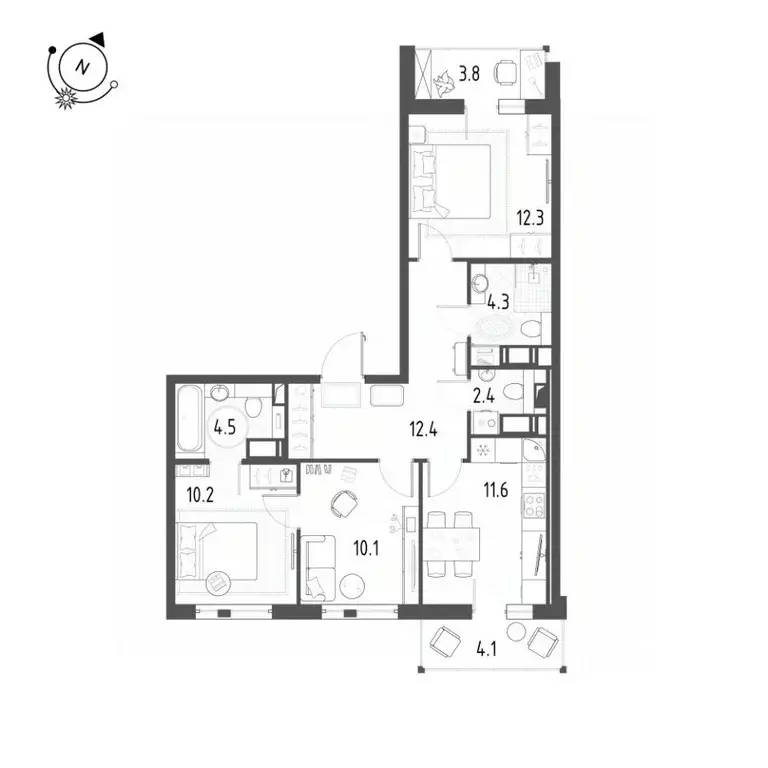 3-к кв. Санкт-Петербург пос. Шушары, ул. Чудовская, 14к1 (70.9 м) - Фото 2