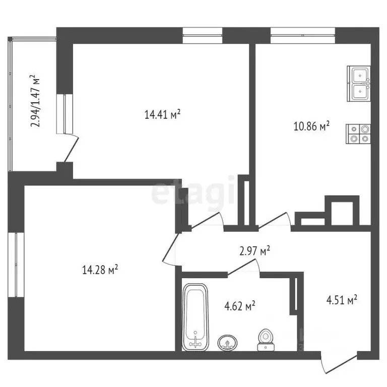 2-к кв. Ростовская область, Батайск ул. Ушинского, 31к2 (52.0 м) - Фото 1