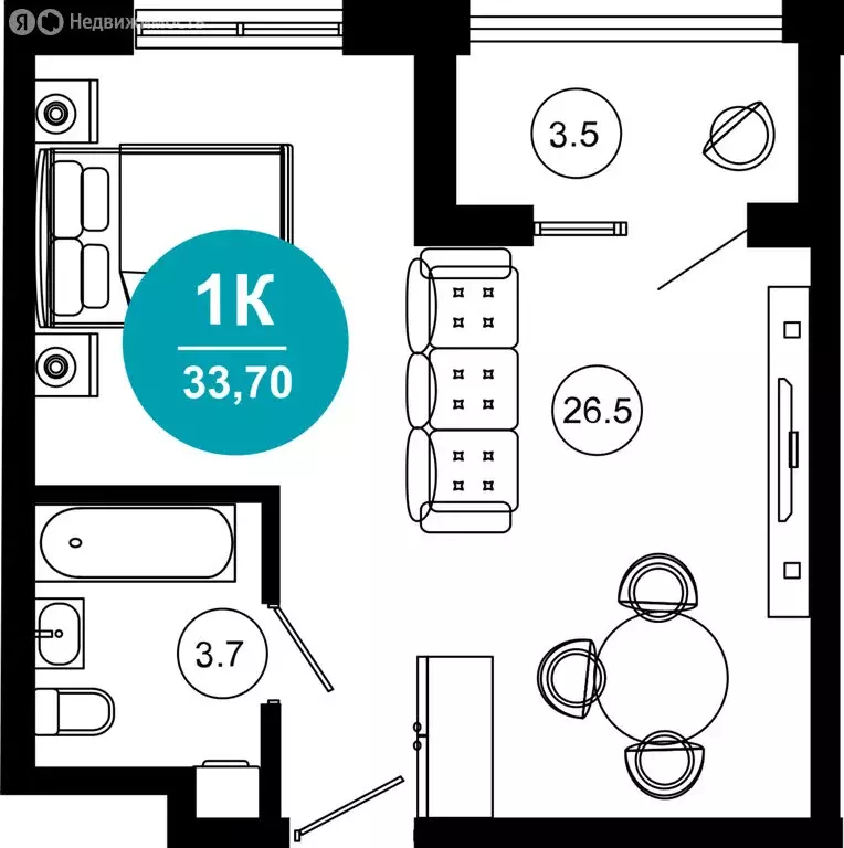 1-комнатная квартира: Сочи, улица Ленина, 280А (33.7 м) - Фото 0