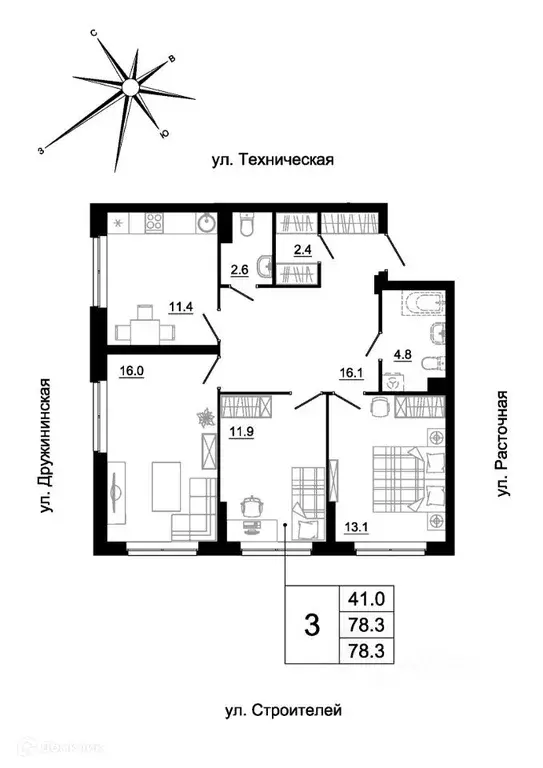 Продаётся 3-к квартира, 76.5 м - Фото 1
