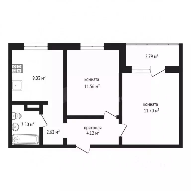 2-к кв. Тюменская область, Тюмень ул. Новоселов, 111 (42.0 м) - Фото 1