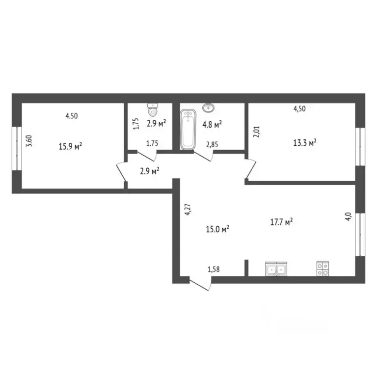 2-к кв. Тюменская область, Тюмень Новгородская ул., 14 (73.6 м) - Фото 0