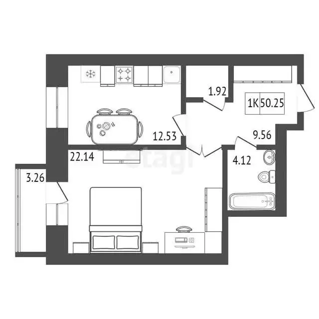 Продаётся 1-к квартира, 51.25 м - Фото 0