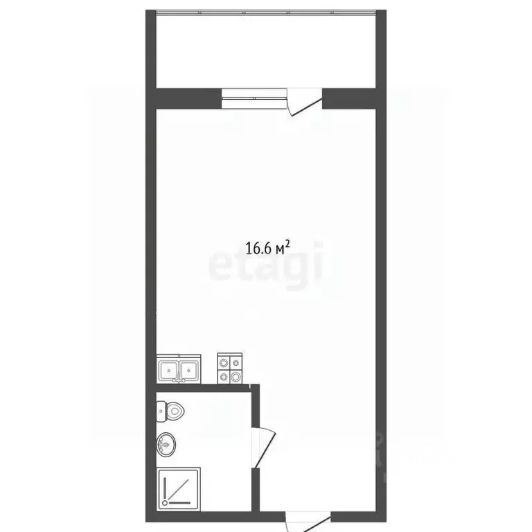 Студия Тюменская область, Тюмень ул. Александра Логунова, 3 (16.6 м) - Фото 2