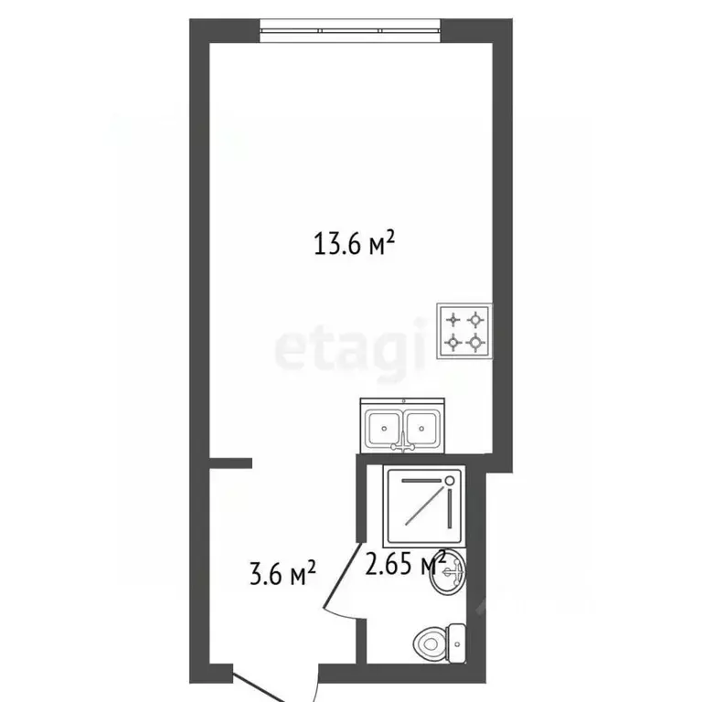Студия Санкт-Петербург наб. Макарова, 58 (20.4 м) - Фото 1