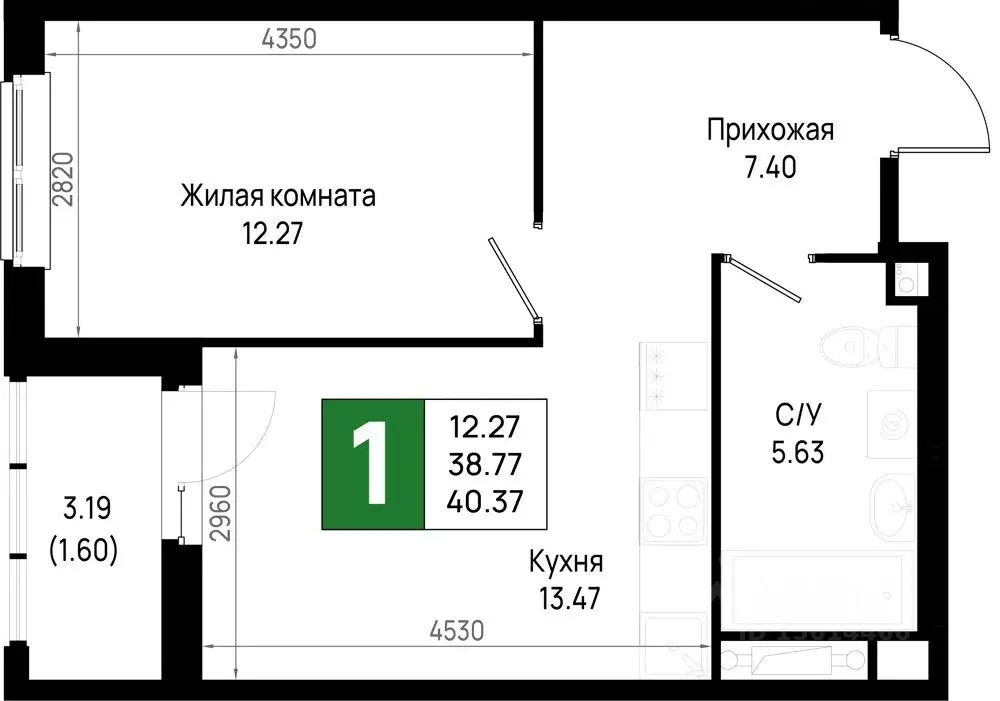 1-к кв. Ленинградская область, Всеволожский район, Свердловское ... - Фото 1