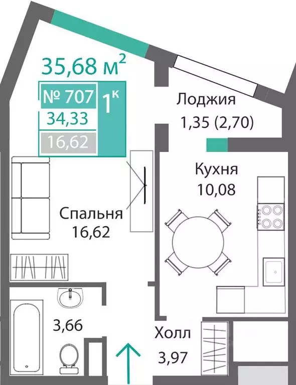 1-к кв. Крым, Симферополь Крымская роза мкр,  (35.68 м) - Фото 0