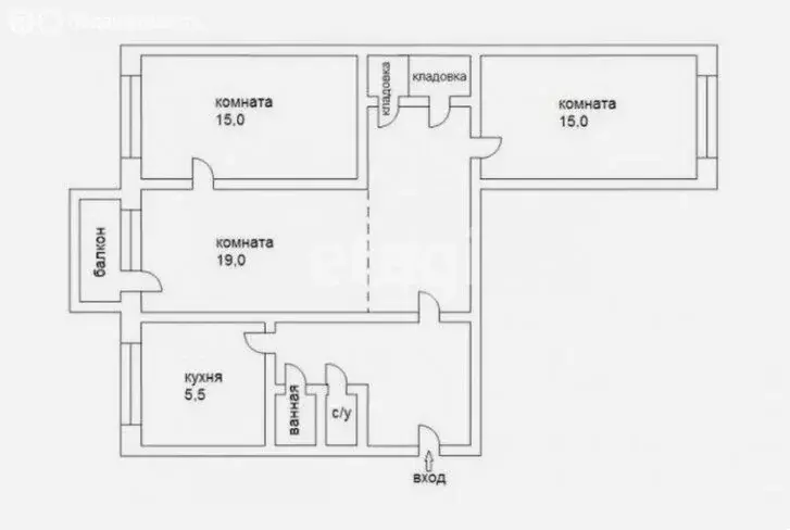 3-комнатная квартира: Тольятти, Молодёжный бульвар, 18 (54.4 м) - Фото 1