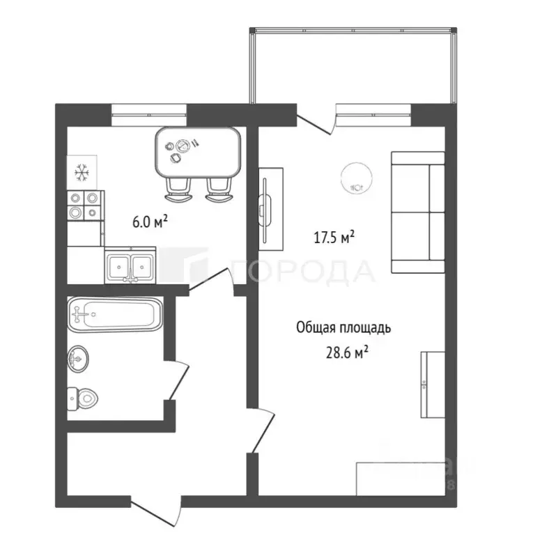 1-к кв. Новосибирская область, Новосибирск Народная ул., 81 (28.6 м) - Фото 2