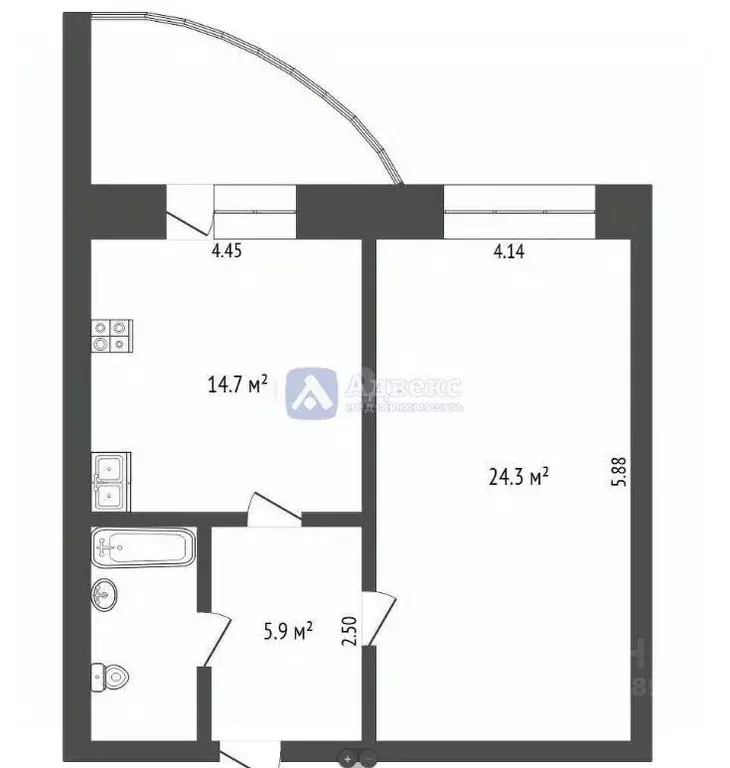 1-к кв. Тюменская область, Тюмень 6-й мкр, ул. Валерии Гнаровской, 4к2 ... - Фото 2