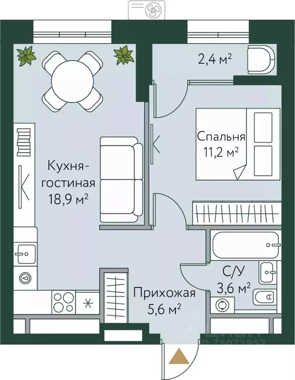 1-к кв. Волгоградская область, Волгоград Новосибирская ул., 74с1 (41.7 ... - Фото 0