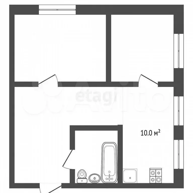 3-к. квартира, 48,5 м, 1/5 эт. - Фото 0