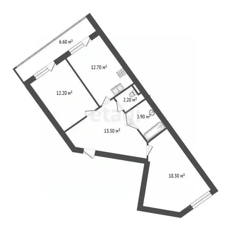 2-к кв. Санкт-Петербург ул. Парфеновская, 7к1 (62.6 м) - Фото 2