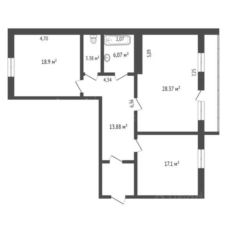 2-к кв. Тюменская область, Тюмень Солнечный проезд, 7 (87.7 м) - Фото 2