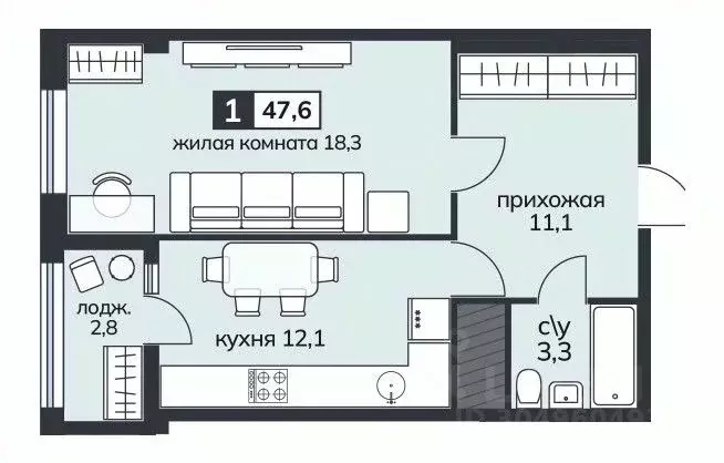 1-к кв. Ставропольский край, Ставрополь ул. Ленина, 423/1 (47.6 м) - Фото 1