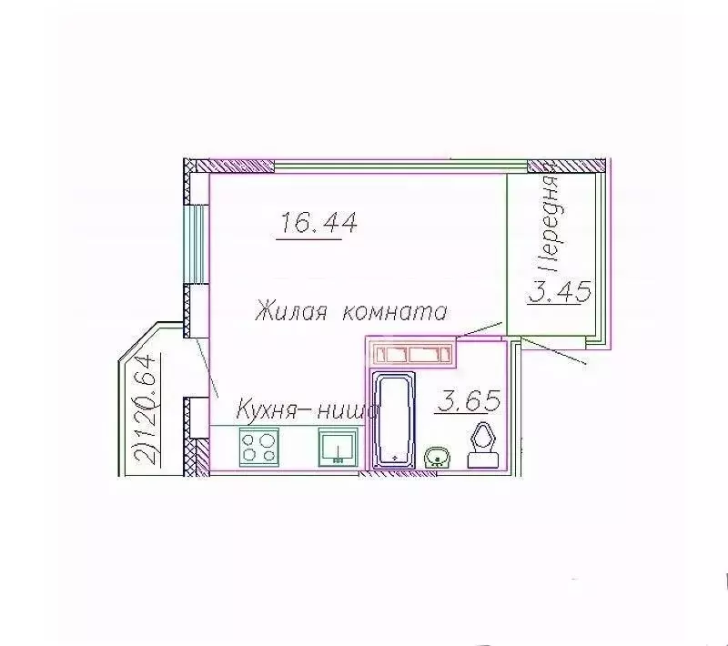 Студия Вологодская область, Череповец ул. Городецкая, 18 (24.0 м) - Фото 1