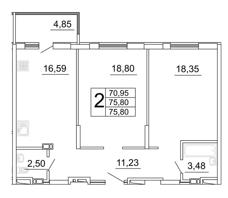 2-комнатная квартира: Самара, улица Дыбенко, 5 (76.14 м) - Фото 0