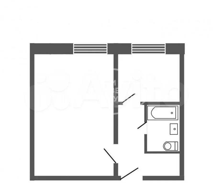 1-к. квартира, 34,4 м, 2/5 эт. - Фото 0