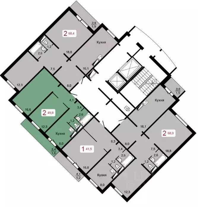 2-к кв. Красноярский край, Красноярск ул. Михаила Годенко, 6 (50.0 м) - Фото 1