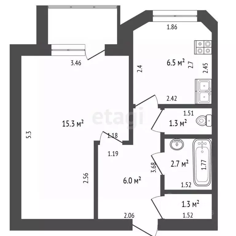 1-к кв. Калининградская область, Калининград ул. Глазунова, 11 (33.1 ... - Фото 2