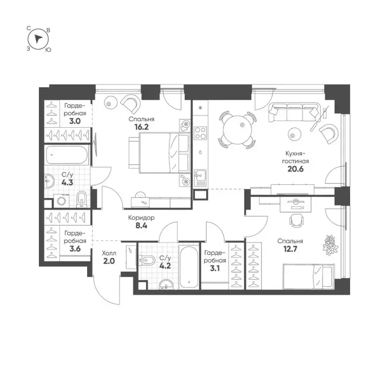 2-к кв. Москва ул. Суетина (78.1 м) - Фото 0