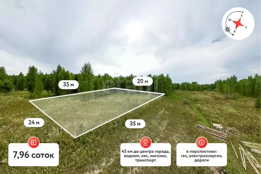 Участок в Тюменская область, Нижнетавдинский муниципальный округ, пос. ... - Фото 1