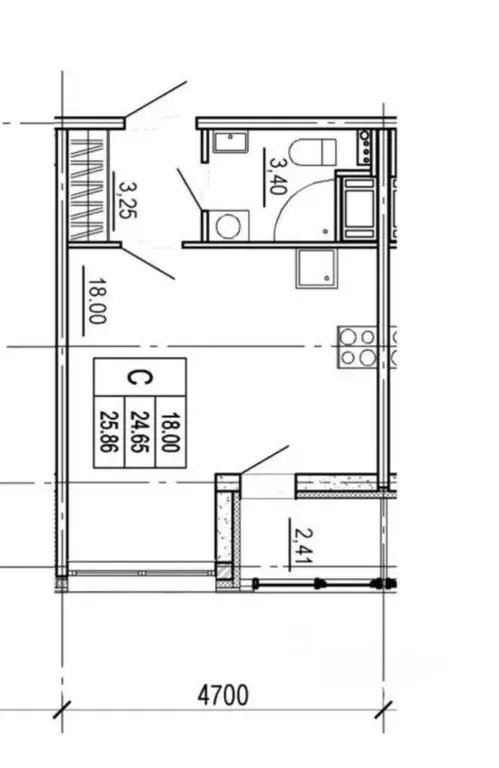 Студия Санкт-Петербург Благодатная ул., 50 (24.2 м) - Фото 2