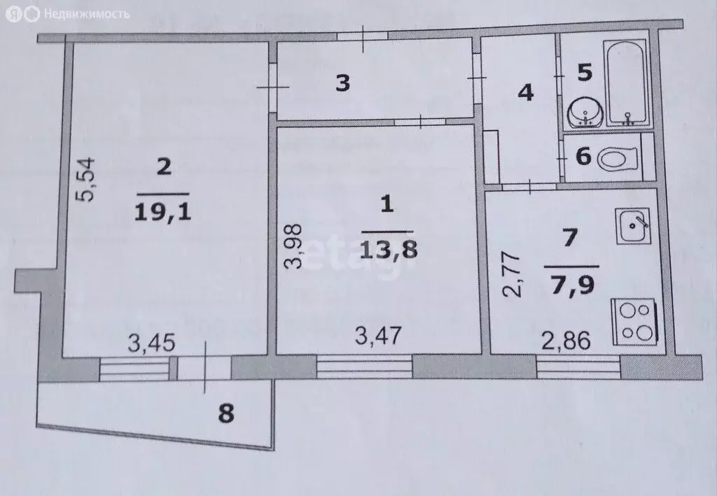 2-комнатная квартира: Белгород, Славянская улица, 9 (53 м) - Фото 2