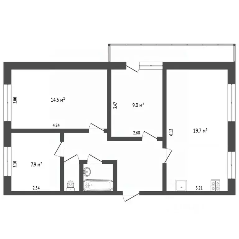 3-к кв. Тюменская область, Тюмень Широтная ул., 111 (63.9 м) - Фото 2
