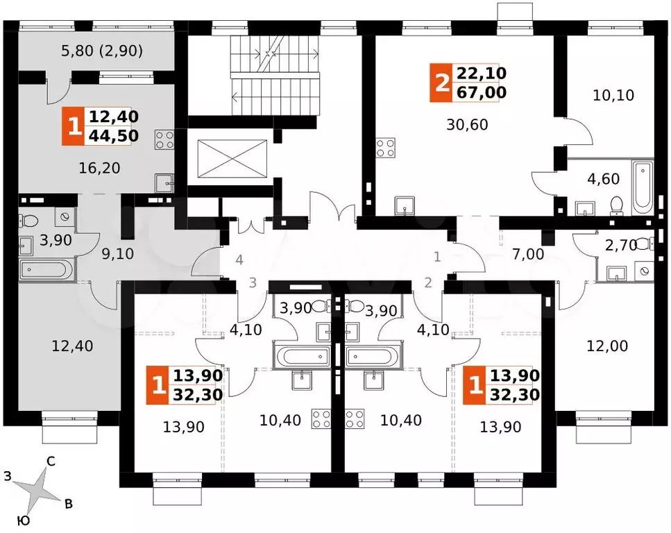 2-к. квартира, 44,5 м, 3/5 эт. - Фото 1